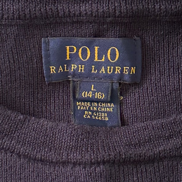 Polo Ralph Lauren Boys Navy White Stripe Cotton Crew Neck Sweater L (14 - 16) - Picture 2 of 13